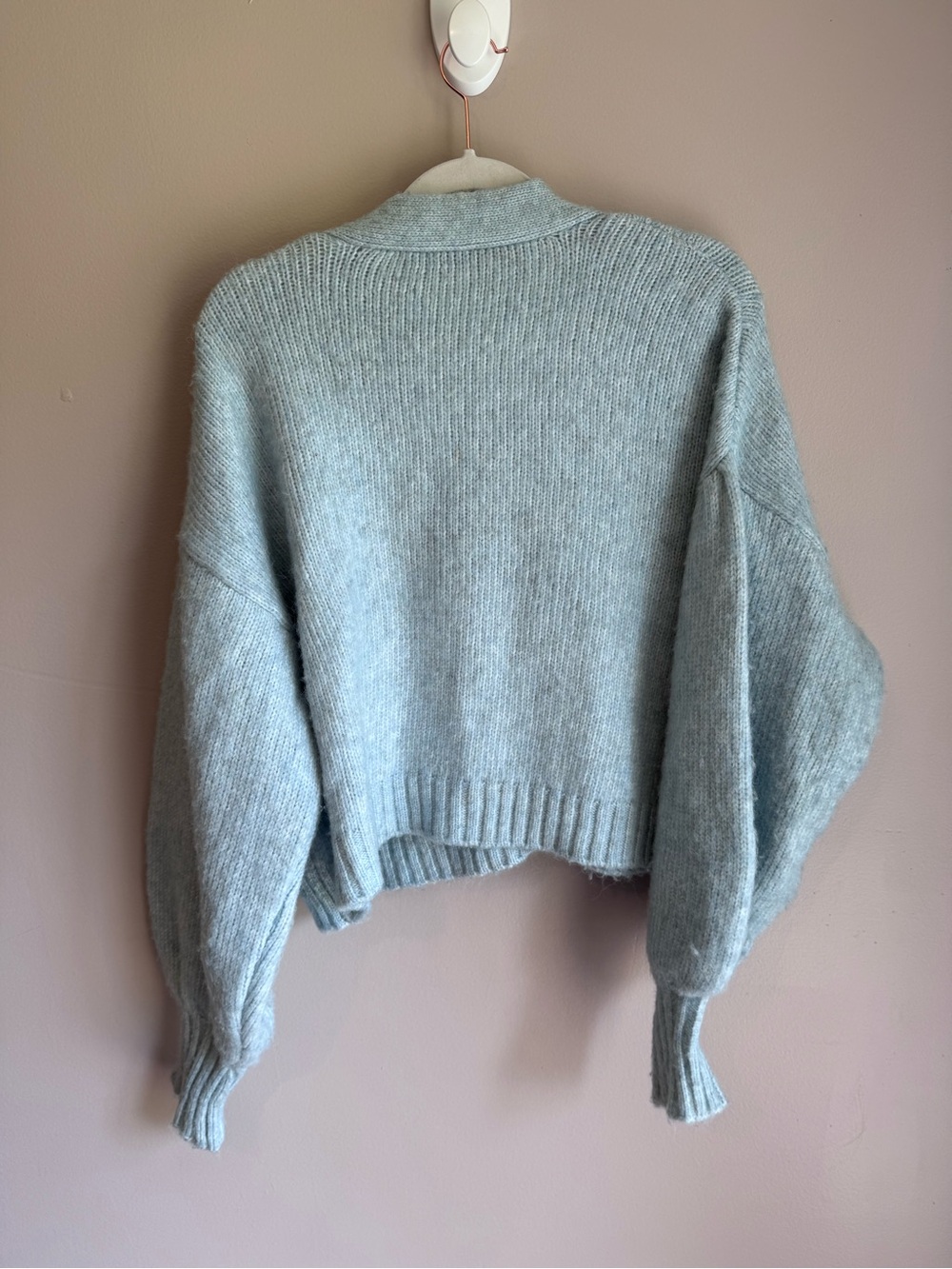 ZARA Jewel Bow Cardigan Sweater Baby Blue Coquette Blogger Favorite Preppy M - Picture 6 of 9